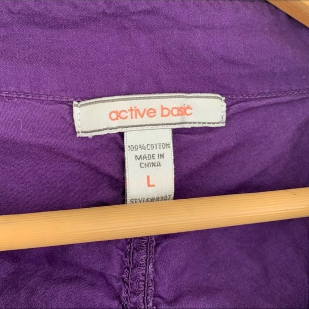 Active Basic Button Up Purple Blouse Women’s Size… - image 4